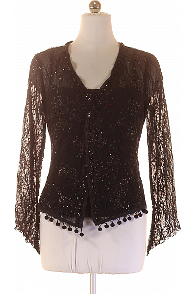 Joseph Ribkoff Černá krajková halenka flitry dlouhý rukáv večerní Velikost 42 | Joseph Ribkoff | obrázek 2