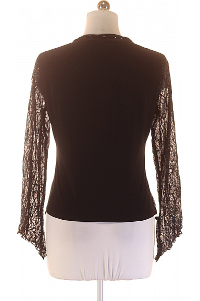 Joseph Ribkoff Černá krajková halenka flitry dlouhý rukáv večerní Velikost 42 | Joseph Ribkoff | obrázek 3