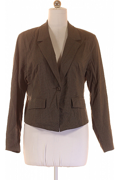 Dámský Hnědý Vzorovaný Blejzr Vypasovaný Jednořadé Business Elegantní Velikost 44