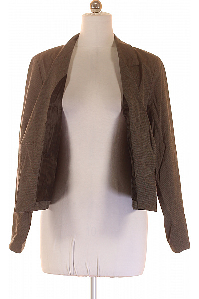 Dámský hnědý vzorovaný blejzr vypasovaný jednořadé business elegantní Velikost 44 | Unimoda | obrázek 3