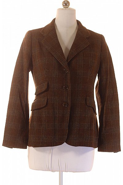 ZARA Hnědé kostkované vlněné sako vypasované podzimní elegantní na běžné nošení Vel. L | ZARA | obrázek 2