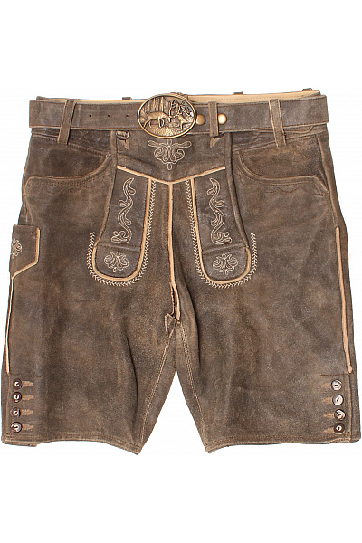 Almsach Pánské Kraťasy S Kapsami Kožené Hnědé Vel. 48