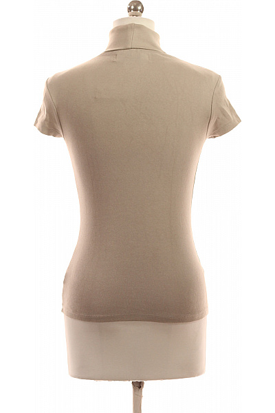 ZARA Dámské béžové žebrované tričko s rolákem a krátkým rukávem basic Velikost S | ZARA | obrázek 3