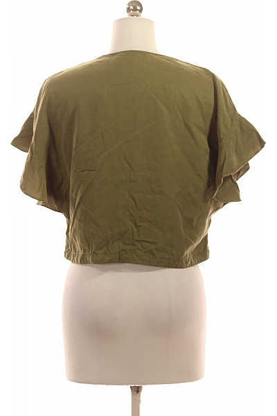 ZARA Dámská khaki crop halenka s výstřihem do V a vázačkou Velikost XS | ZARA | obrázek 3