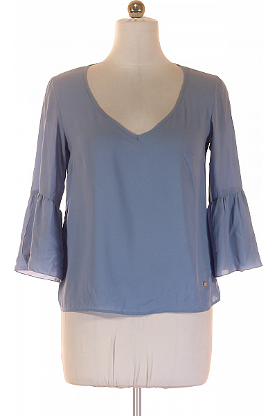 MOTIVI Dámská modrá halenka společenská elegantní volná s výstřihem do V zvonovými rukávy Velikost M | MOTIVI | obrázek 2