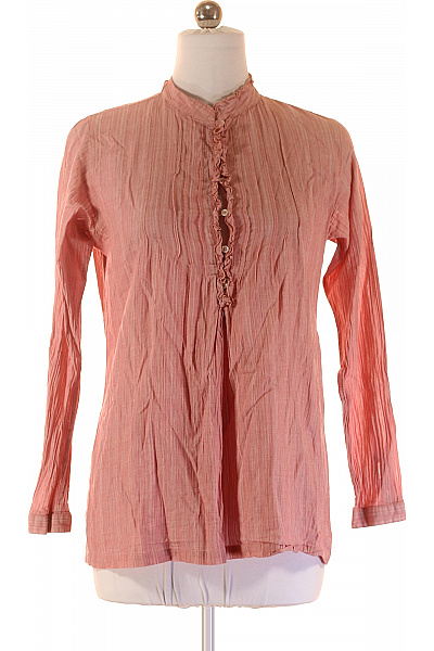 Hugo Boss Dámská Růžová Tuniková Halenka S Dlouhým Rukávem A Volánky Vel. M