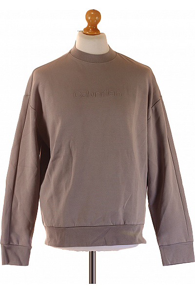 Calvin Klein Bavlněná Jednobarevná Mikina Crewneck Oversized Streetwear Velikost S