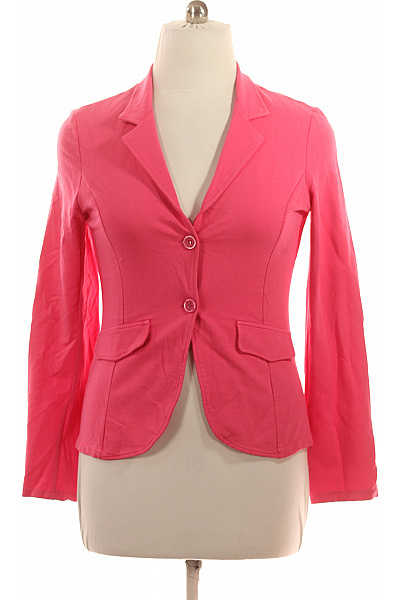 Růžový bavlněný vypasovaný blejzr jarní ležérní elegantní jednořadé Velikost XL | Unimoda | obrázek 2