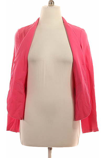 Růžový bavlněný vypasovaný blejzr jarní ležérní elegantní jednořadé Velikost XL | Unimoda | obrázek 4