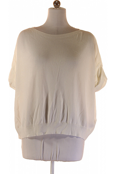 MORE & MORE Dámská Bílá Oversize Halenka Pletená S Lodičkovým Výstřihem A Krátkým Rukávem Vel. 42