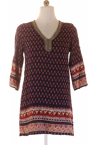 COLLOSEUM Viskózová tuniková halenka tmavě modrá etno vzorovaná s 3/4 rukávem Vel. L | COLLOSEUM | obrázek 2