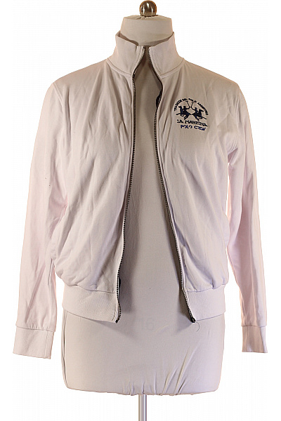 La Martina Pánská Mikina Na Zip Bílá Second Hand Vel. M