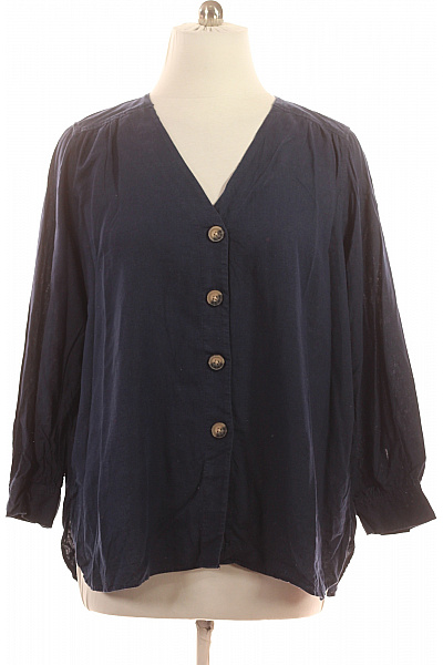 Marks & Spencer Dámská lněná tmavě modrá košile volná ležérní s knoflíčky Velikost 52 | Marks & Spencer | obrázek 2