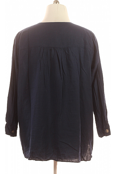 Marks & Spencer Dámská lněná tmavě modrá košile volná ležérní s knoflíčky Velikost 52 | Marks & Spencer | obrázek 3