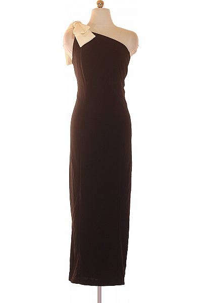 Černé Společenské šaty Dlouhé Asymetrické S Odhalenými Rameny Velikost M