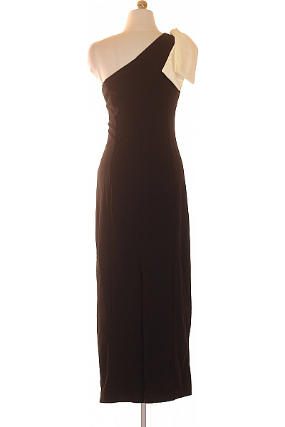 Černé společenské šaty dlouhé asymetrické s odhalenými rameny Velikost M | Unimoda | obrázek 2