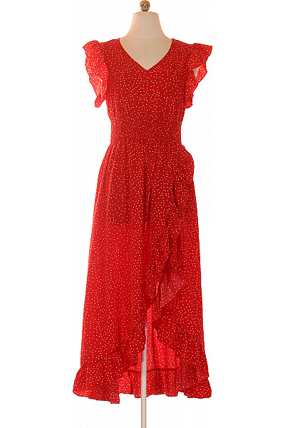 Červené puntíkované letní zavinovací šaty midi Velikost S | Unimoda | obrázek 2