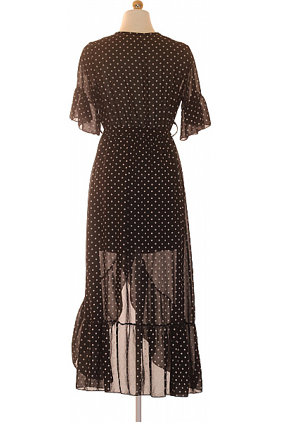 dámské černé puntíkované šifonové zavinovací letní šaty midi Velikost S | Unimoda | obrázek 3