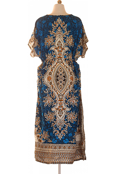 Dámské letní šaty s páskem boho modré květované dlouhé Vel. XXL | Unimoda | obrázek 3