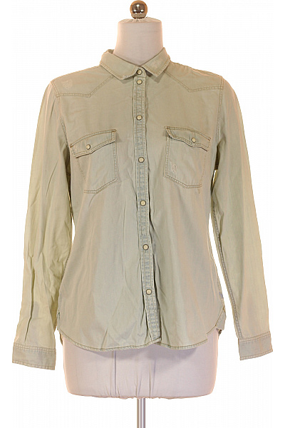 American Eagle Dámská Světle Zelená Riflová Westernová Košile S Dlouhým Rukávem Velikost L