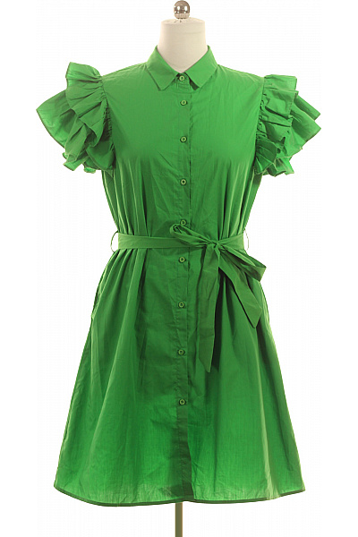 monte cervino Zelené bavlněné košilové šaty mini s volánem a páskem Velikost XL | monte cervino | obrázek 2