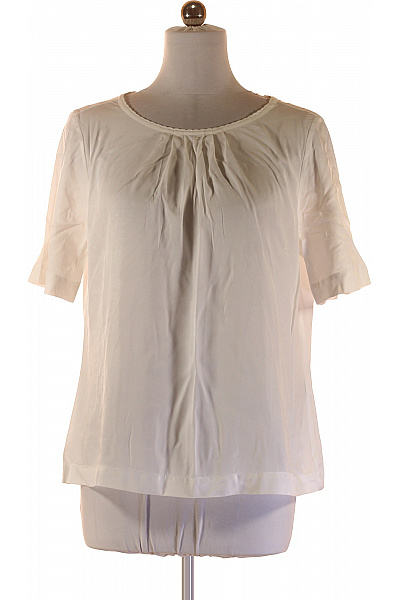 S.OLIVER Bílá Dámská Halenka S Krátkým Rukávem A Nabíraným Výstřihem Vel. 42