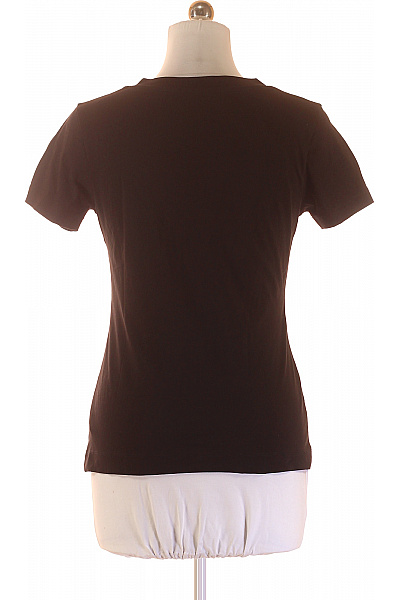 Calvin Klein Dámské bavlněné tričko hnědé s krátkým rukávem V výstřih s nápisem basic Vel. L | Calvin Klein | obrázek 2