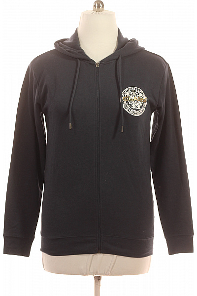 roberto cavalli Pánská bavlněná tmavě modrá mikina s kapucí a výšivkou na zip Vel. L | roberto cavalli | obrázek 2