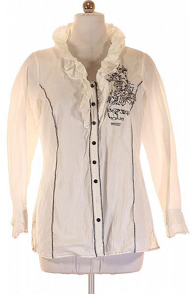 MADELEINE Dámská bílá košile s dlouhým rukávem volná s výšivkou a volánky Vel. M | MADELEINE | obrázek 2