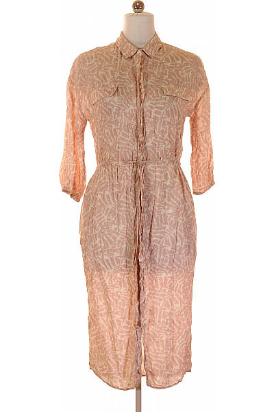 House Růžové šaty košilové s páskem vzor volné s kapsami Vel. XS | House | obrázek 2