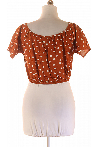 Amisu Dámská crop halenka hnědá bílá puntíkovaná krátký rukáv letní Vel. 40 | Amisu | obrázek 3