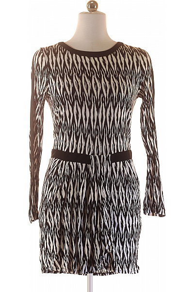 MANGO Dámské Mikinové šaty černobílé Zvířecí Vzor Mini S Páskem Velikost L