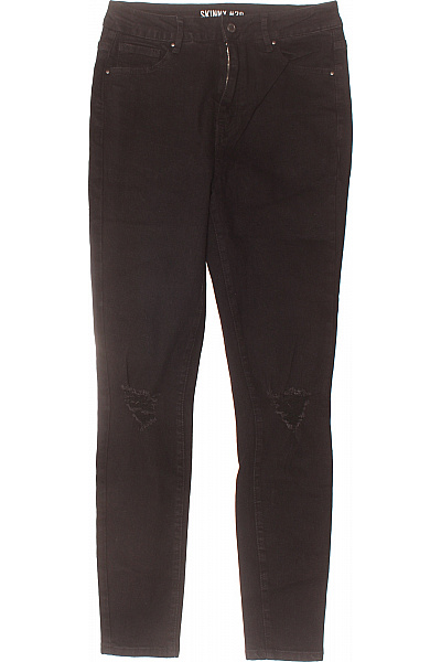 Roztrhané Dámské Džíny Černé Second Hand Vel. 38