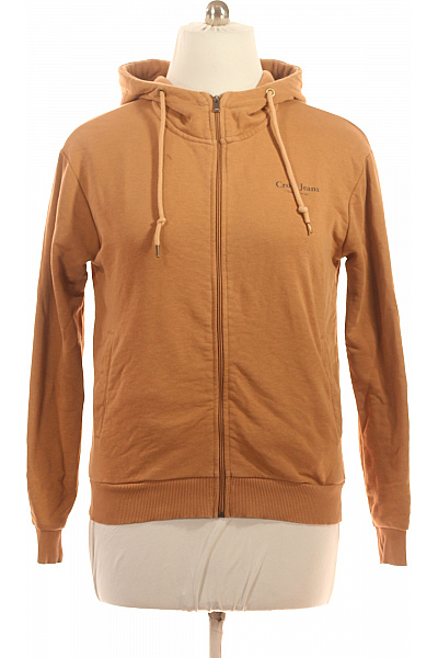CROSS Pánská Hnědá Mikina S Kapucí Na Zip Jednobarevná Streetwear Velikost M