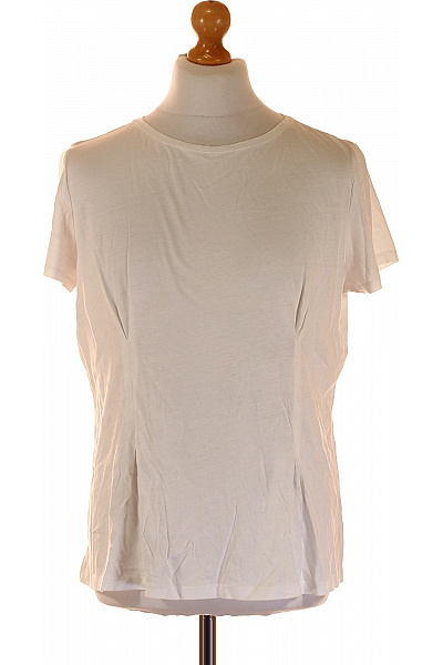 LAWRENCE GREY Dámské Bavlněné Modalové Bílé Jednoduché Tričko S Krátkým Rukávem Basic Velikost 44