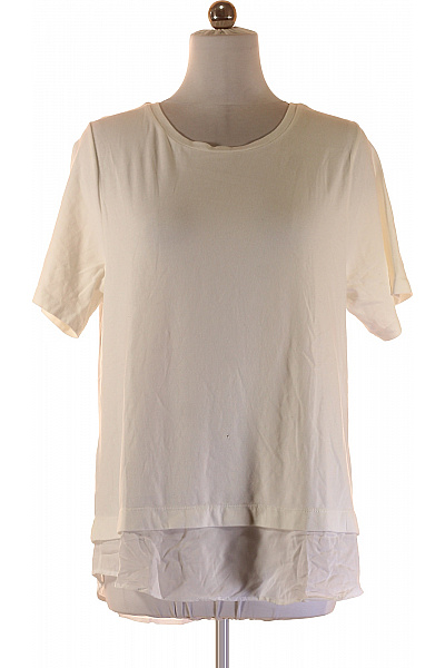 Dámské Tričko Krk Rukáv Bílé Basic Prodloužené Velikost L