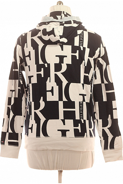 TOMMY HILFIGER Pánská mikina s kapucí přes hlavu černobílá potisk streetwear Vel. l | TOMMY HILFIGER | obrázek 3