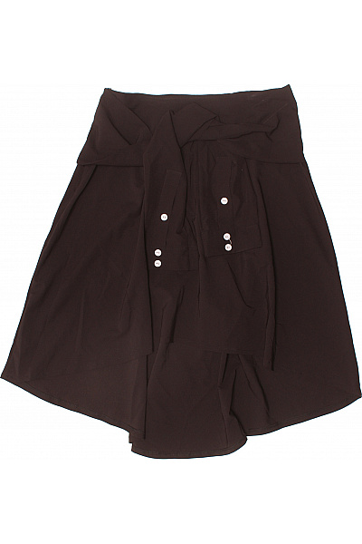 Dámská hnědá asymetrická áčková sukně s knoflíky a kapsami Velikost M | Unimoda | obrázek 2