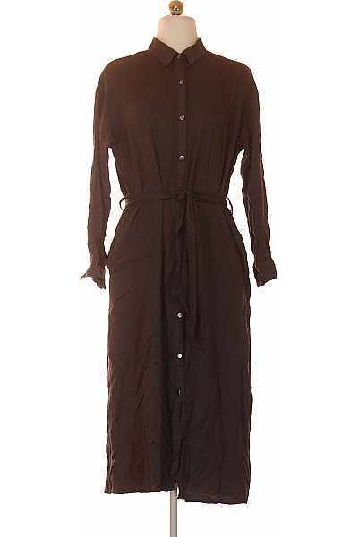 sinsay hnědé košilové šaty s dlouhým rukávem a páskem Vel. XXS | sinsay | obrázek 2