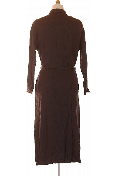 sinsay hnědé košilové šaty s dlouhým rukávem a páskem Vel. XXS | sinsay | obrázek 3