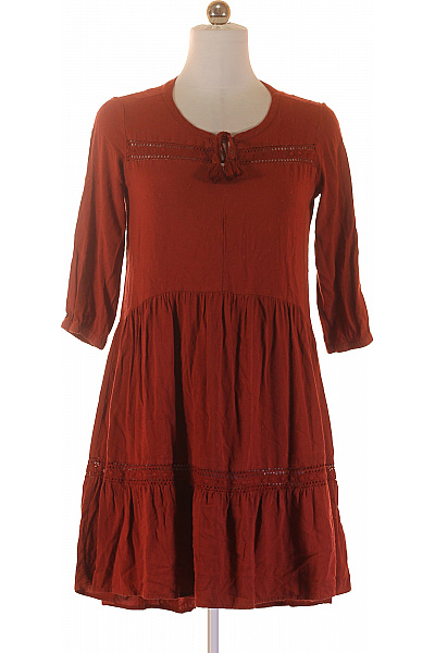 Tchibo Rezavé dámské šaty tunikové boho s krajkou a třásněmi Velikost 36 | Tchibo | obrázek 2