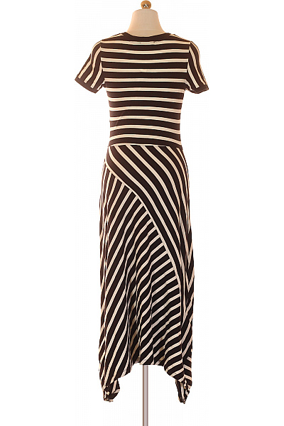 reserved Dámské šaty tričkové s krátkým rukávem černo-bílé pruhované asymetrické bavlněné volnočasové letní Velikost S | reserved | obrázek 3