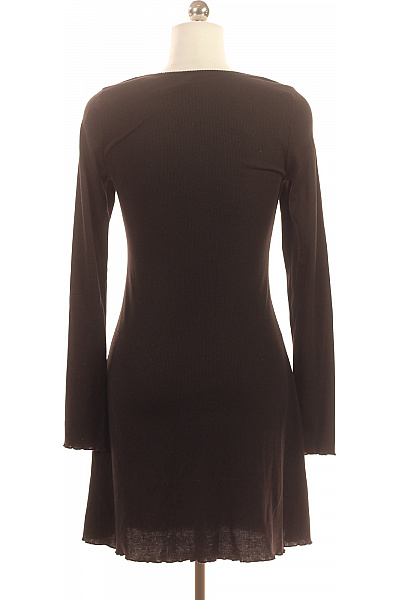 HM  Hnědé žebrované pletené mini šaty s dlouhým rukávem a krajkou Vel. S | HM  | obrázek 3