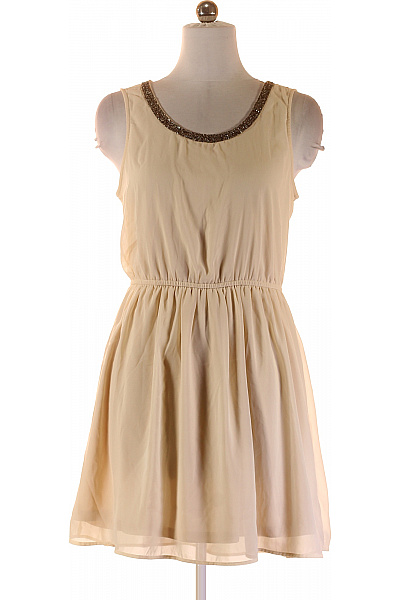 ONLY Béžové šaty bez rukávů s korálkovým výstřihem volné mini Vel. 42 | ONLY | obrázek 2