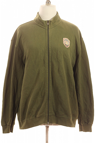 St.Moritz Zelená Pánská Mikina Na Zip S Výšivkou Volný Střih Outdoor Velikost 4XL