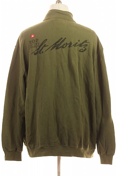 St.Moritz Zelená pánská mikina na zip s výšivkou volný střih outdoor Velikost 4XL | St.Moritz | obrázek 2