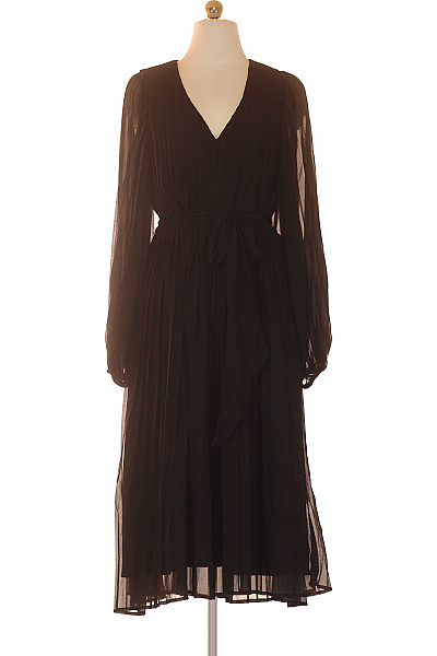 Princess Goes Hollywood Dámské šaty s dlouhým rukávem černé elegantní midi plisované s páskem Velikost 38 | Princess Goes Hollywood | obrázek 2