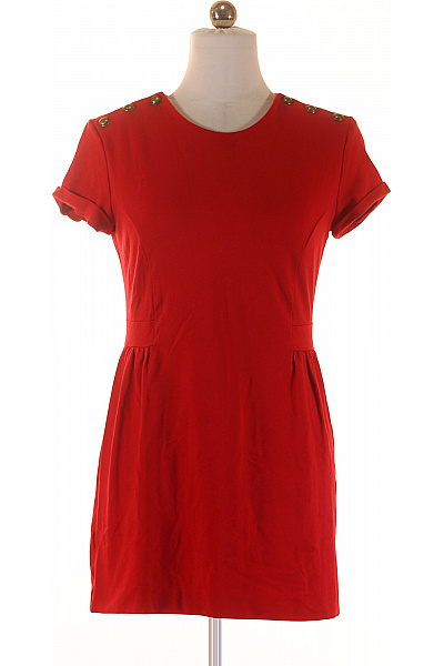 MANGO Červené Mini šaty S Krátkým Rukávem A Nárameníky Velikost L