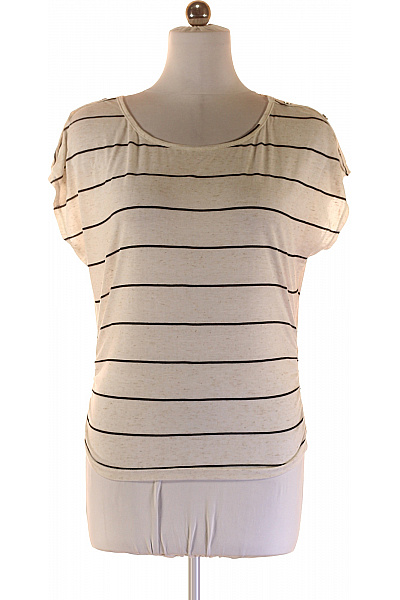 Dámská pruhovaná halenka krémová s krátkým rukávem volná Vel. l | Unimoda | obrázek 2