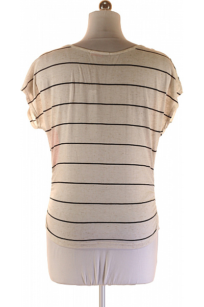 Dámská pruhovaná halenka krémová s krátkým rukávem volná Vel. l | Unimoda | obrázek 3